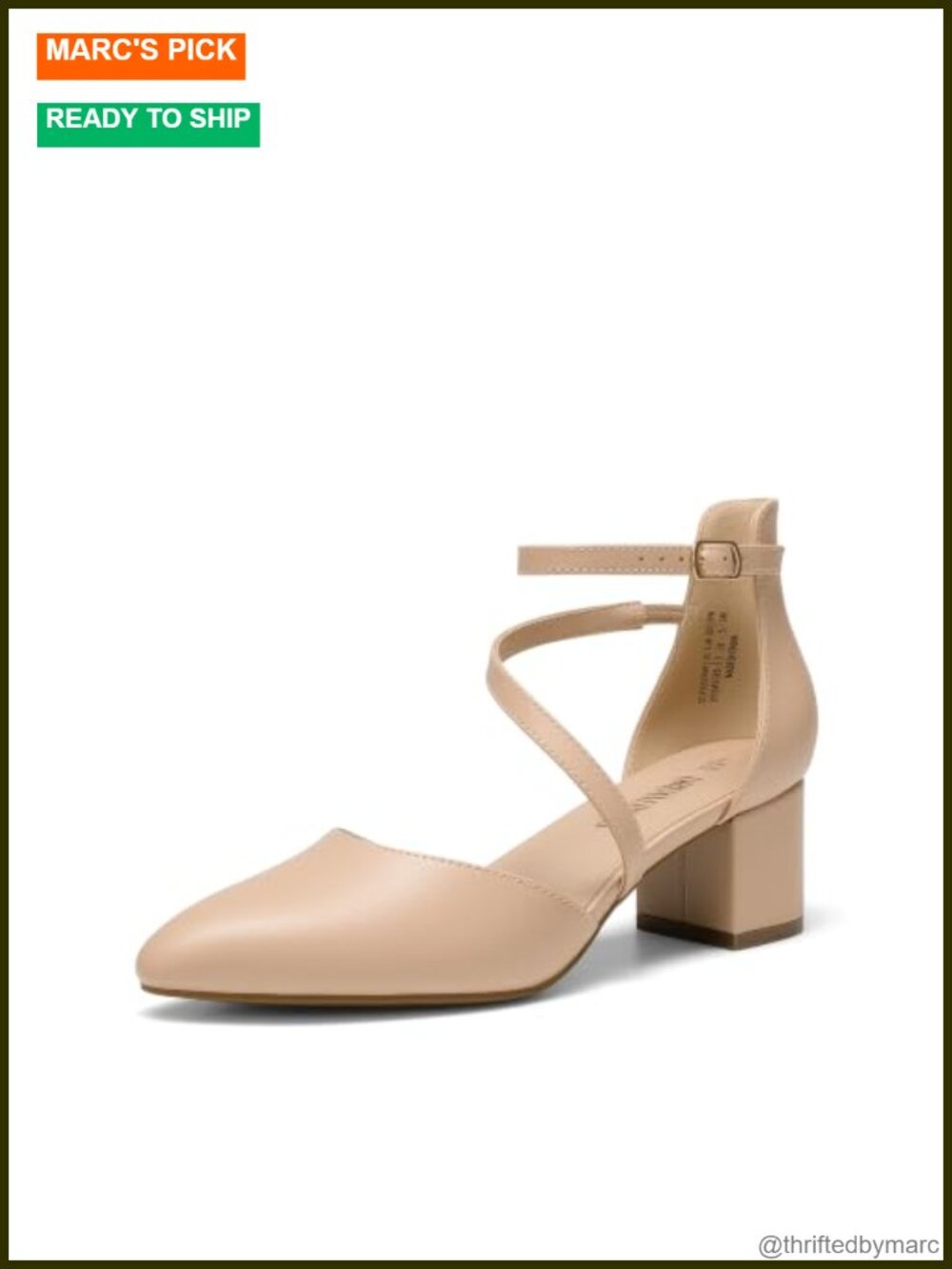 Women's Faux Leather Block Heel Pumps Pointed Toe Ankle Strap Dress Shoes
